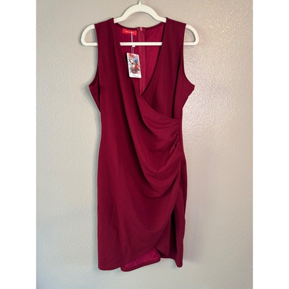 PRLIUOSU Dresses & Skirts - PRLIUOSU Red Draped Sleeveless Dress Women's XL New With Tags Holiday Party